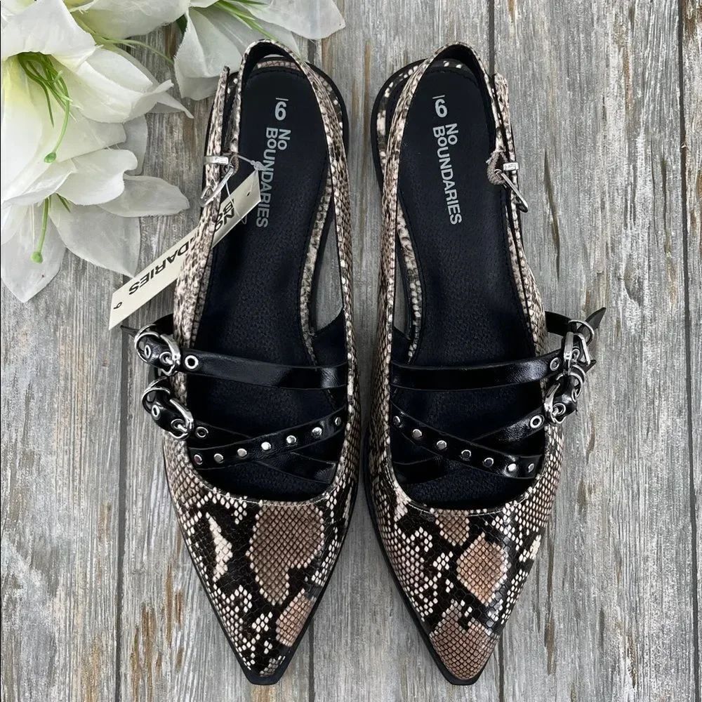 Women's Strappy Dressy Snakeskin Flats Shoes Size 9